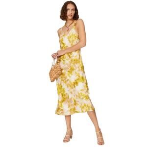 Joie Maple Silk Midi Dress in Cream and Yellow Floral Size Small